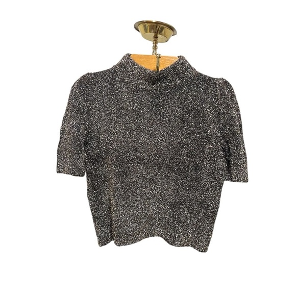 Kate Spade Black and Gold Metallic Dashing Beauty Textured Sweater Top - Picture 3 of 10
